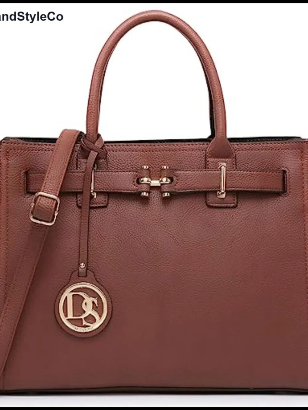 Faux Leather Satchel Purse with Faux Leather Shoulder Strap